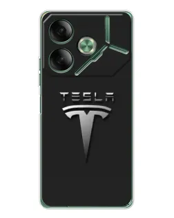Чехол для TECNO Pova 7 с картинкой «Стальной логотип Tesla»