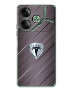 Чехол для TECNO Pova 7 с картинкой «Металлическая текстура Tesla»