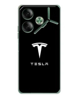 Чехол для TECNO Pova 7 с картинкой «Tesla White Logo»