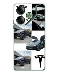 Чехол для TECNO Pova 7 с картинкой «Коллаж Cybertruck Tesla»