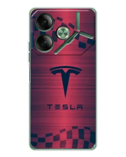 Чехол для TECNO Pova 7 с картинкой «Тесла красный карбон» Чехол для TECNO Pova 7 с картинкой «Тесла красный карбон»