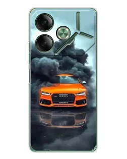 Чехол для TECNO Pova 7 с картинкой «Audi в облаках дыма»