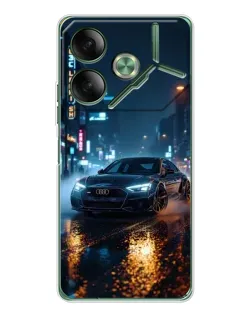 Чехол для TECNO Pova 7 с картинкой «Ночной город и Audi»