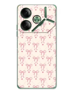 Чехол для TECNO Pova 7 с картинкой «Розовые бантики Coquette»