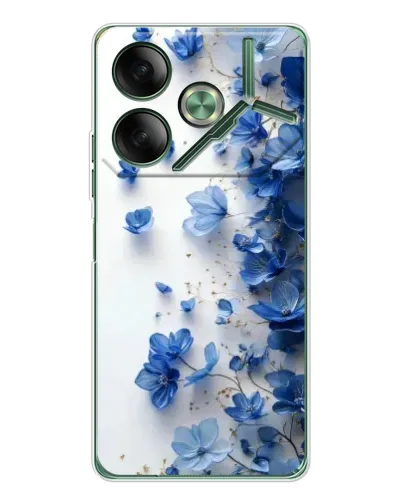 Чехол для TECNO Pova 7 с картинкой «Голубой цветочный каскад»