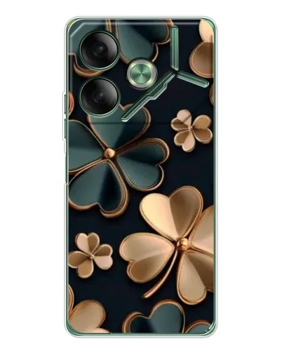 Чехол для TECNO Pova 7 с картинкой «Клевер в золоте»