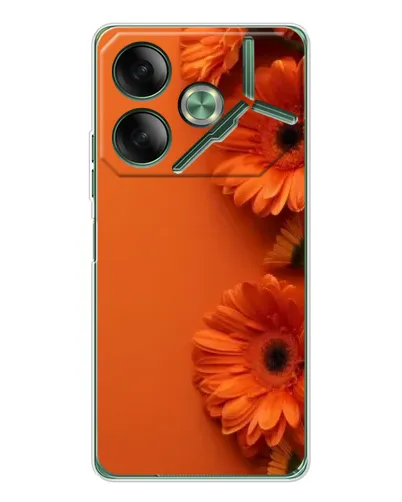 Чехол для TECNO Pova 7 с картинкой «Оранжевые герберы»