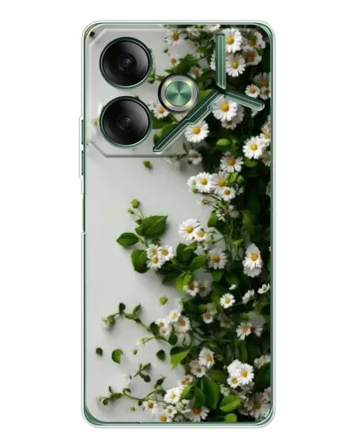 Чехол для TECNO Pova 7 с картинкой «Ветка мелких белых цветов»