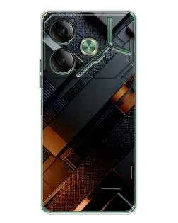 Чехол для TECNO Pova 7 с картинкой «Черные геометрические блоки»