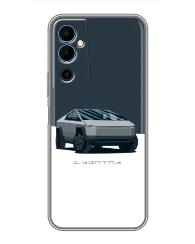 Чехол для TECNO POVA Neo 2 с картинкой «Серебристый Cybertruck Tesla»