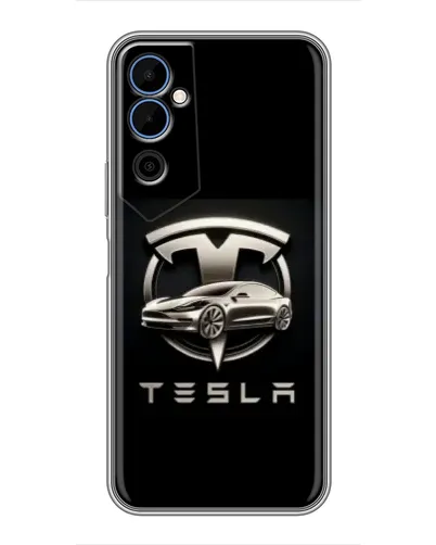 Чехол для TECNO POVA Neo 2 с картинкой «Tesla — серебристое авто»