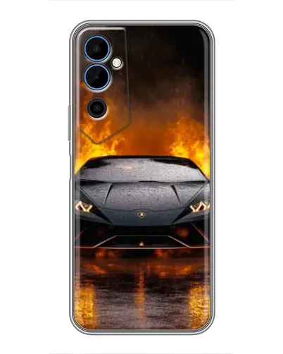 Чехол для TECNO POVA Neo 2 с картинкой «Lamborghini в огне»