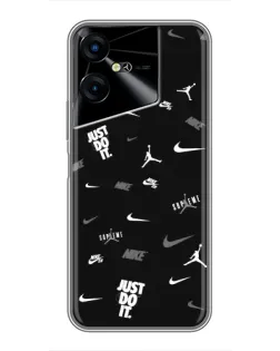Чехол для TECNO POVA Neo 3 с картинкой «Nike Black Pattern»
