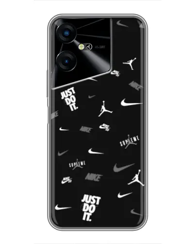 Чехол для TECNO POVA Neo 3 с картинкой «Nike Black Pattern»