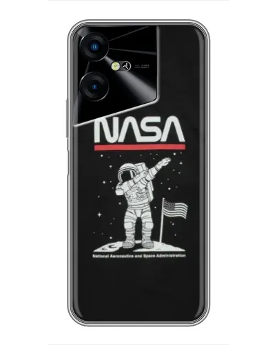 Чехол для TECNO POVA Neo 3 с картинкой «NASA — шагаем по Луне»