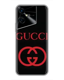 Чехол для TECNO POVA Neo 3 с картинкой «Gucci — красный логотип»