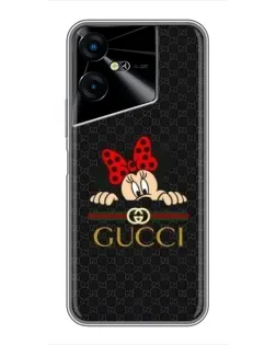 Чехол для TECNO POVA Neo 3 с картинкой «Минни Маус Gucci — черный»