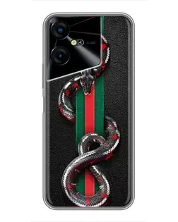 Чехол для TECNO POVA Neo 3 с картинкой «Gucci — змея на полосе»