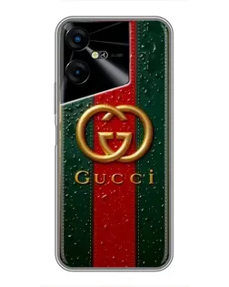 Чехол для TECNO POVA Neo 3 с картинкой «Gucci — фирменная полоса и золото»