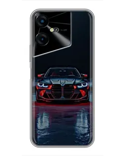Чехол для TECNO POVA Neo 3 с картинкой «BMW на мокрой дороге»