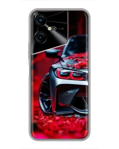 Чехол для TECNO POVA Neo 3 с картинкой «Спортивная BMW и цветы»