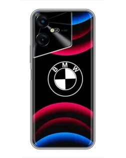 Чехол для TECNO POVA Neo 3 с картинкой «Логотип BMW и неоновые дуги»