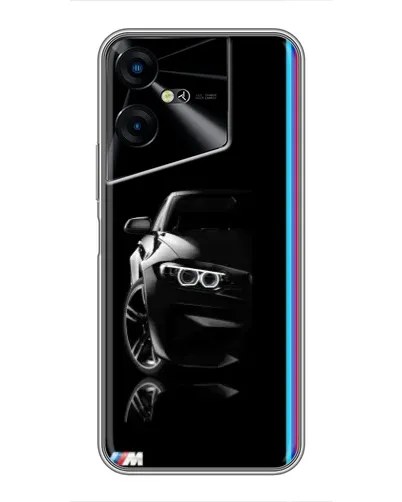 Чехол для TECNO POVA Neo 3 с картинкой «Силуэт BMW в темноте»