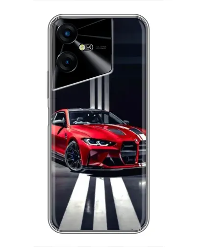 Чехол для TECNO POVA Neo 3 с картинкой «Красная BMW на дороге»