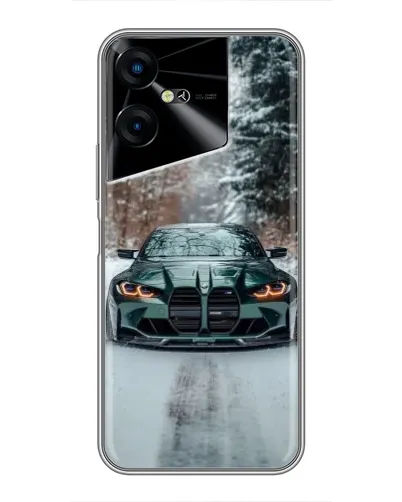 Чехол для TECNO POVA Neo 3 с картинкой «BMW в зимнем лесу»