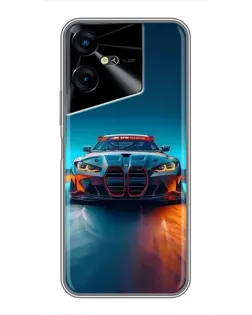 Чехол для TECNO POVA Neo 3 с картинкой «BMW — огни неона»