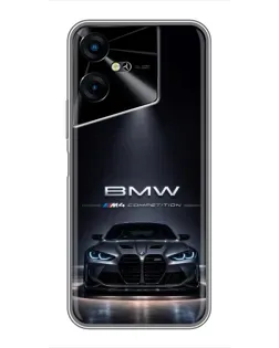 Чехол для TECNO POVA Neo 3 с картинкой «BMW сквозь ночной город»
