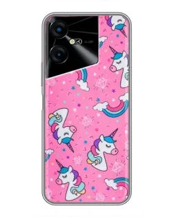 Чехол для TECNO POVA Neo 3 с картинкой «Unicorn паттерн розовый»