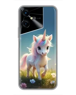 Чехол для TECNO POVA Neo 3 с картинкой «Единорог на поляне»