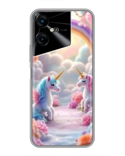 Чехол для TECNO POVA Neo 3 с картинкой «Радуга и единороги»
