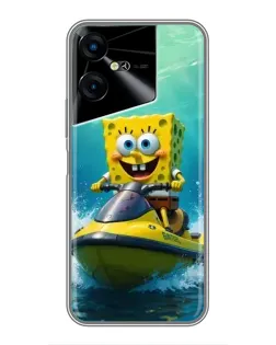 Чехол для TECNO POVA Neo 3 с картинкой «Спанч Боб на гидроцикле»