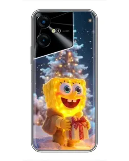 Чехол для TECNO POVA Neo 3 с картинкой «Рождественский Спанч Боб»