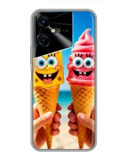 Чехол для TECNO POVA Neo 3 с картинкой «Спанч Боб мороженое»