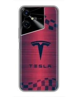 Чехол для TECNO POVA Neo 3 с картинкой «Тесла красный карбон» Чехол для TECNO POVA Neo 3 с картинкой «Тесла красный карбон»