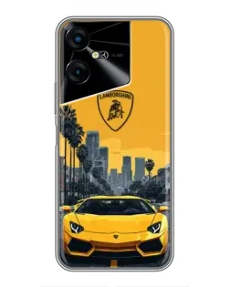 Чохол для TECNO POVA Neo 3 з картинкою «Жовтий Lamborghini місто»