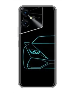 Чохол для TECNO POVA Neo 3 з картинкою «Блакитний силует Lamborghini»
