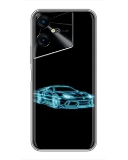 Чохол для TECNO POVA Neo 3 з картинкою «Неоновий контур Lamborghini»