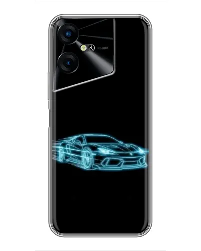 Чехол для TECNO POVA Neo 3 с картинкой «Неоновый контур Lamborghini»