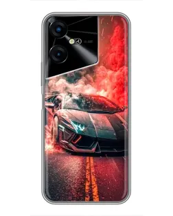 Чохол для TECNO POVA Neo 3 з картинкою «Lamborghini червоний дим»