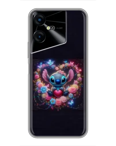 Чехол для TECNO POVA Neo 3 с картинкой «Stitch в цветах»