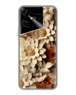 Чехол для TECNO POVA Neo 3 с картинкой «Бежевый флористический декор»