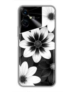 Чехол для TECNO POVA Neo 3 с картинкой «Монохромные астры»
