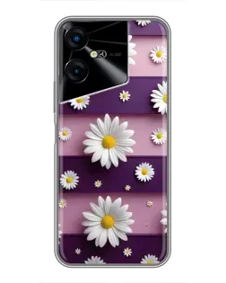 Чехол для TECNO POVA Neo 3 с картинкой «Ромашки на фиолетовом»