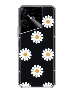 Чехол для TECNO POVA Neo 3 с картинкой «Ромашки на черном»