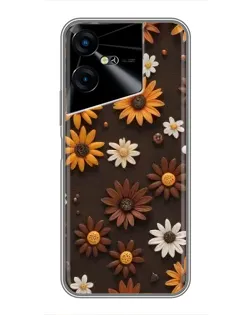 Чехол для TECNO POVA Neo 3 с картинкой «Узор из маленьких подсолнухов»
