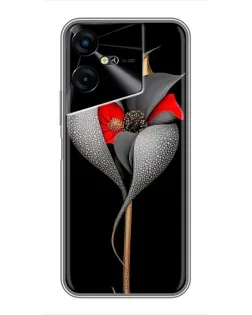 Чехол для TECNO POVA Neo 3 с картинкой «Серебряный фантазийный цветок»